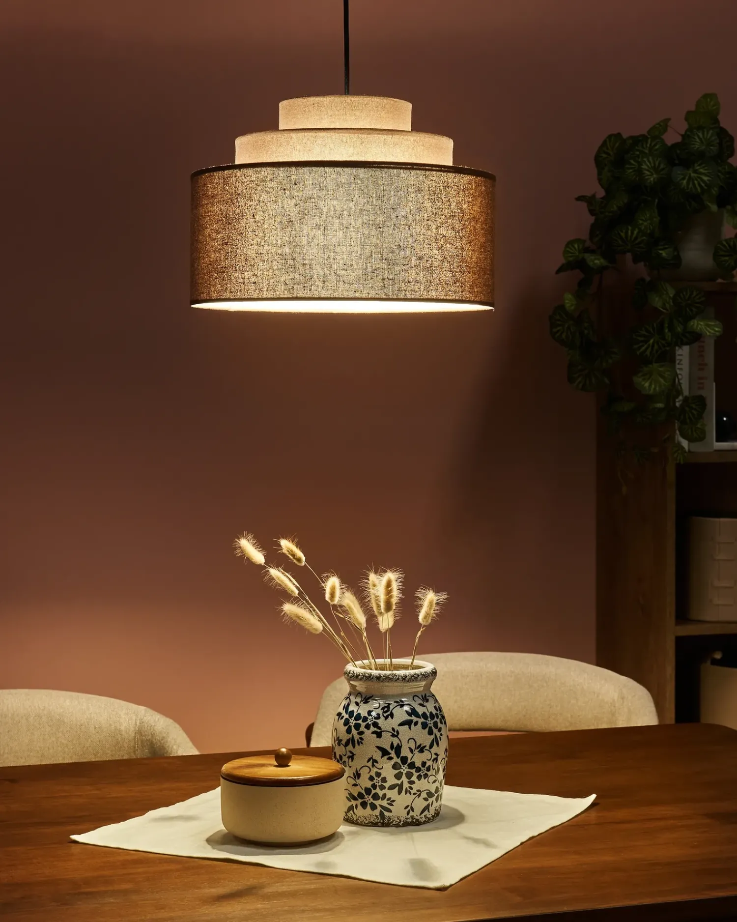 Online Beliani Lampadario MASPARRO Lino Marrone