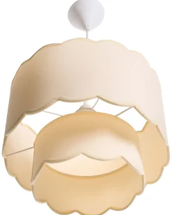 New Beliani Lampadario MECUMBURA Metallo Bianco/Beige Bianco Beige