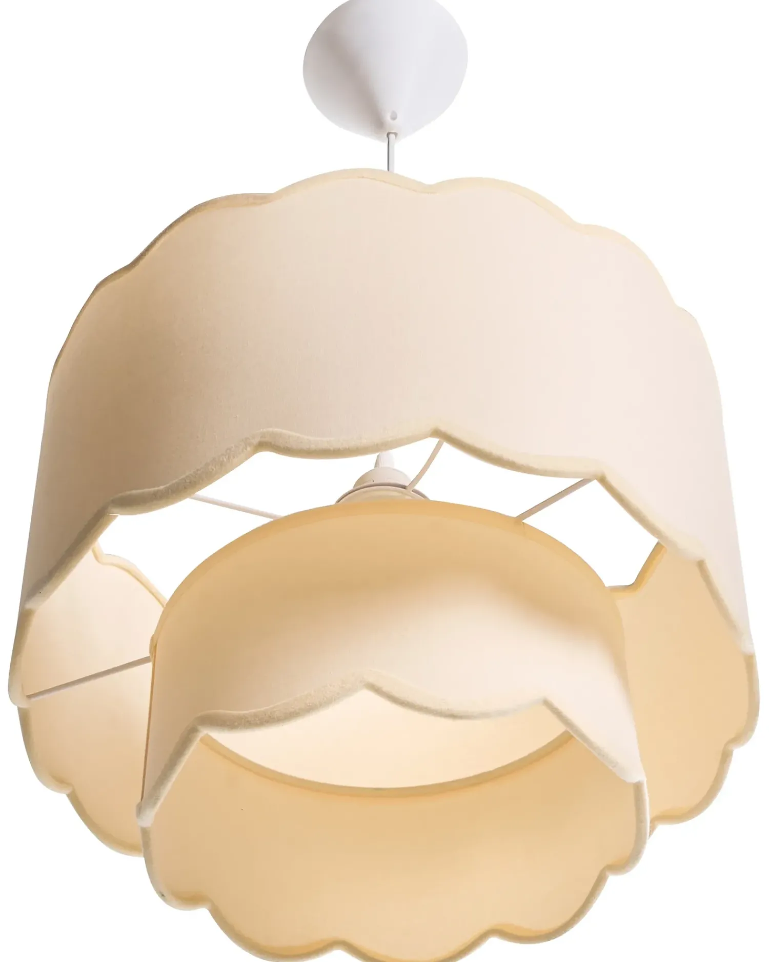 New Beliani Lampadario MECUMBURA Metallo Bianco/Beige Bianco Beige