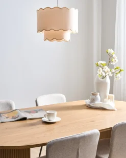 New Beliani Lampadario MECUMBURA Metallo Bianco/Beige Bianco Beige