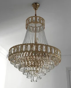 Online Beliani Lampadario MEKI Cristallo Oro Oro Trasparente