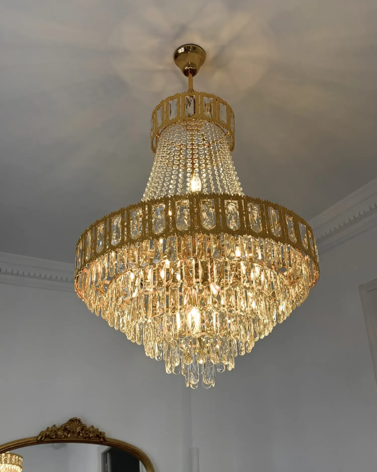 Online Beliani Lampadario MEKI Cristallo Oro Oro Trasparente