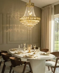 Online Beliani Lampadario MEKI Cristallo Oro Oro Trasparente