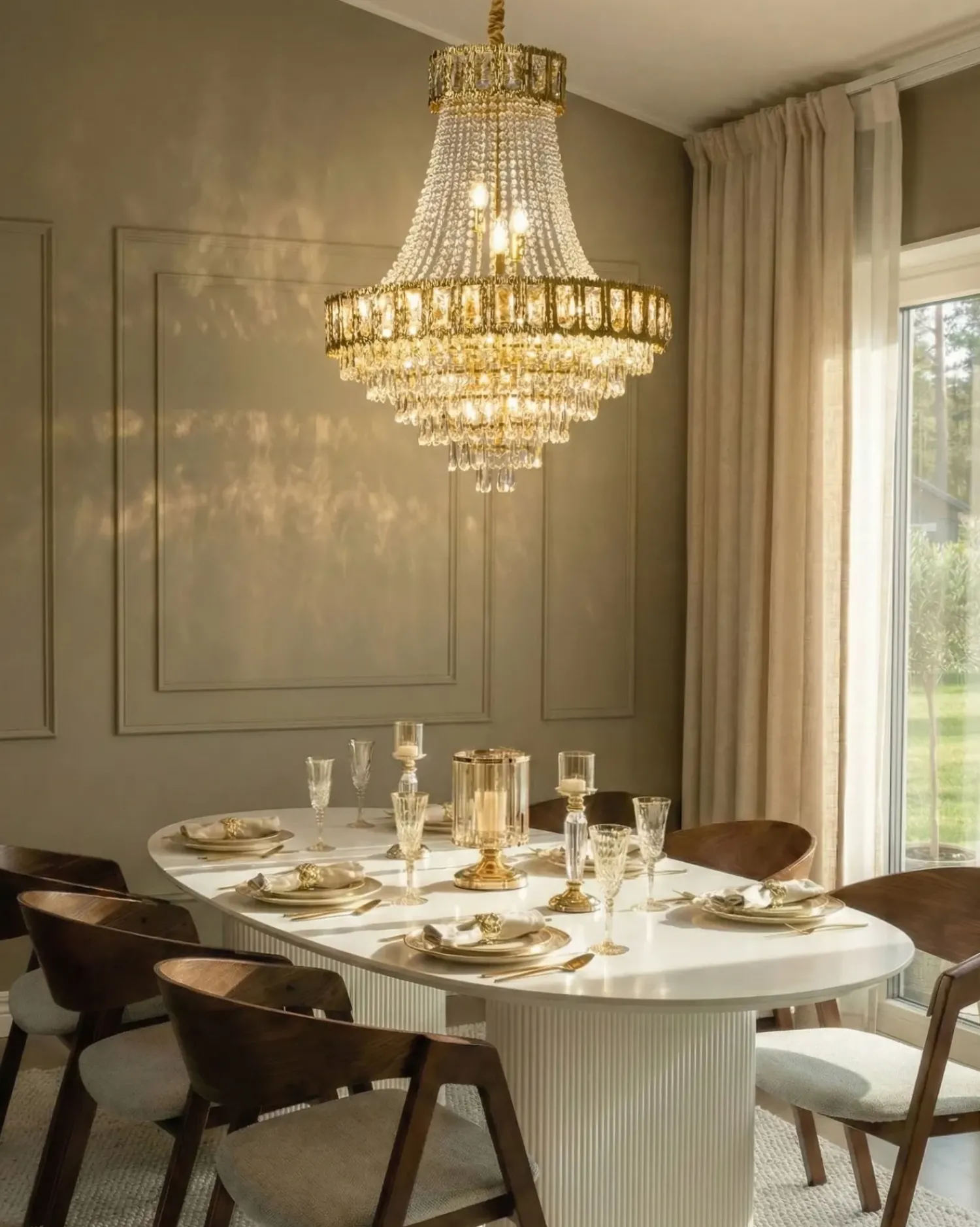 Online Beliani Lampadario MEKI Cristallo Oro Oro Trasparente