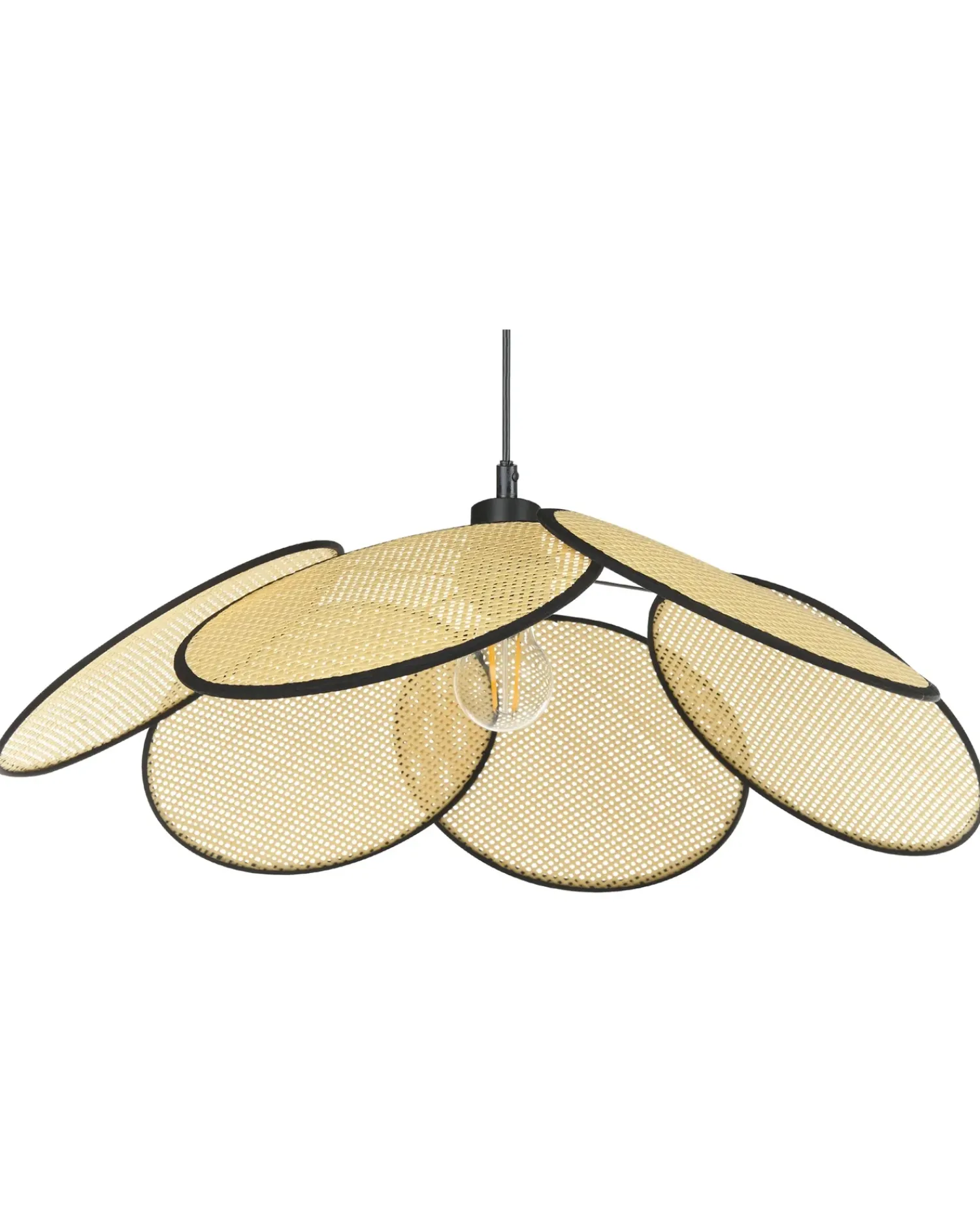 Hot Beliani Lampadario MEROO Carta Naturale Naturale Nero