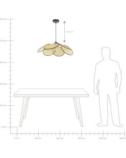 Hot Beliani Lampadario MEROO Carta Naturale Naturale Nero