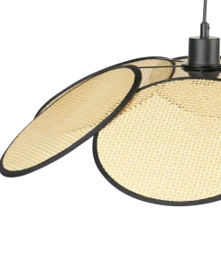 Hot Beliani Lampadario MEROO Carta Naturale Naturale Nero