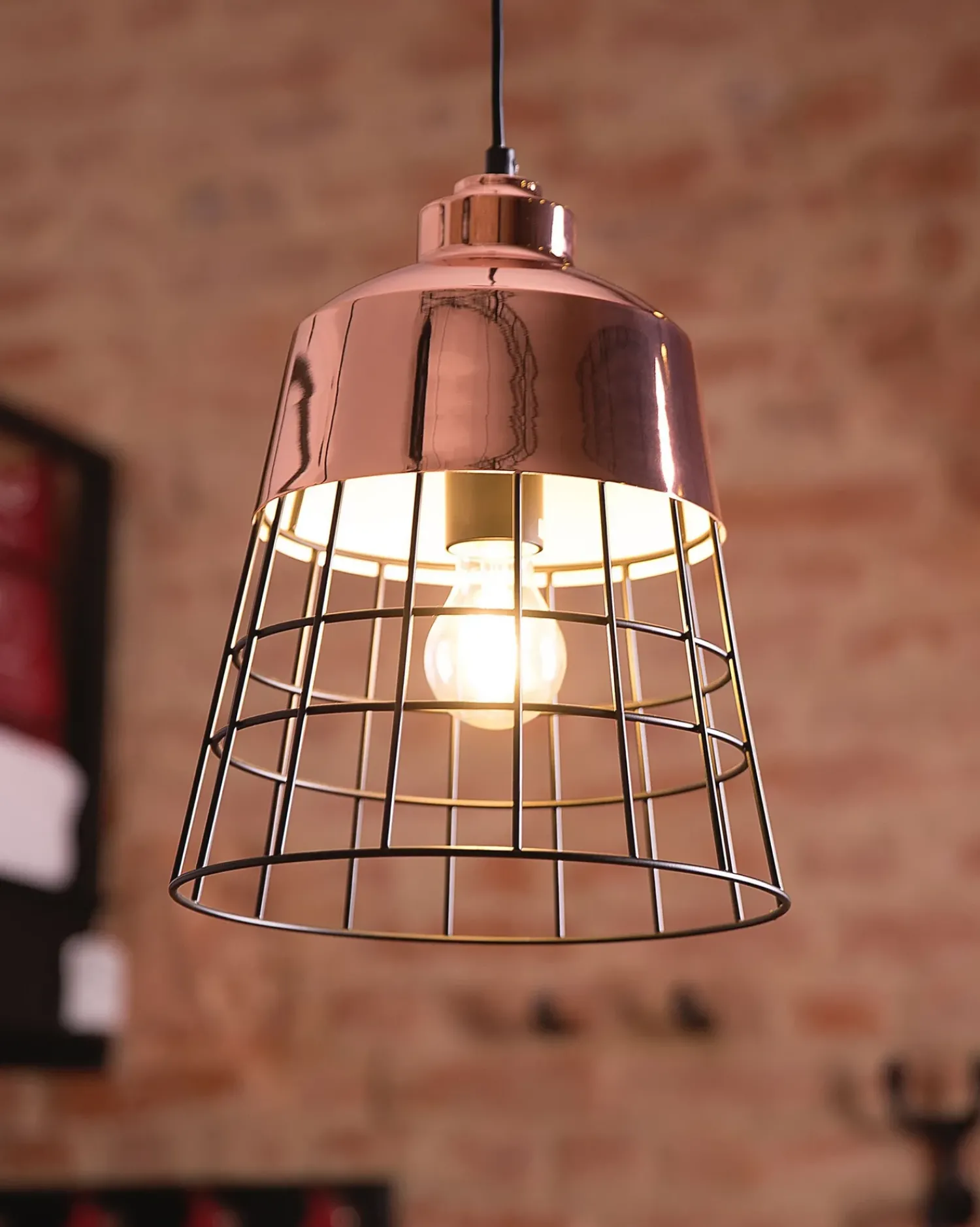 New Beliani Lampadario MONTE Metallo Rame Rame Nero