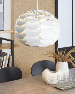 Outlet Beliani Lampadario MOSELLE Metallo Bianco