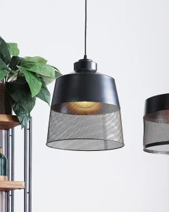 Online Beliani Lampadario MUGA Metallo Nero Trasparente Nero