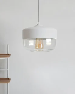 Hot Beliani Lampadario MURRAY Vetro Bianco Bianco Trasparente