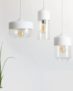 Hot Beliani Lampadario MURRAY Vetro Bianco Bianco Trasparente