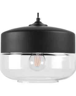 Clearance Beliani Lampadario MURRAY Vetro Nero Trasparente Nero