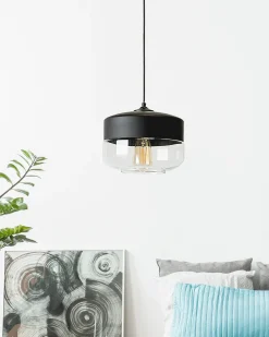 Clearance Beliani Lampadario MURRAY Vetro Nero Trasparente Nero