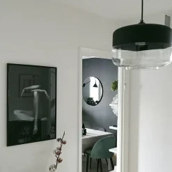 Clearance Beliani Lampadario MURRAY Vetro Nero Trasparente Nero