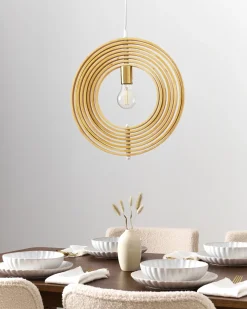 Best Beliani Lampadario MURRELL Legno di pioppo Marrone chiaro Bianco Marrone
