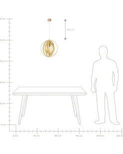 Best Beliani Lampadario MURRELL Legno di pioppo Marrone chiaro Bianco Marrone