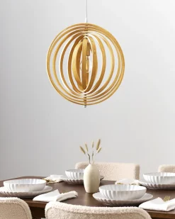 Best Beliani Lampadario MURRELL Legno di pioppo Marrone chiaro Bianco Marrone