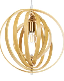 Best Beliani Lampadario MURRELL Legno di pioppo Marrone chiaro Bianco Marrone