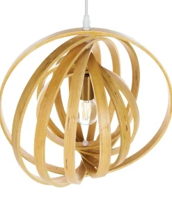 Best Beliani Lampadario MURRELL Legno di pioppo Marrone chiaro Bianco Marrone