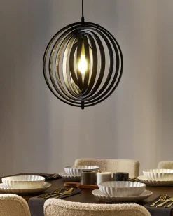 Discount Beliani Lampadario MURRELL Legno di pioppo Nero Bianco Nero