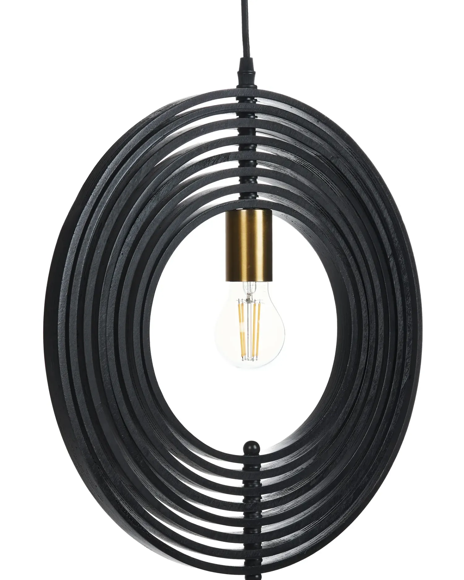 Discount Beliani Lampadario MURRELL Legno di pioppo Nero Bianco Nero