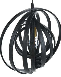 Discount Beliani Lampadario MURRELL Legno di pioppo Nero Bianco Nero