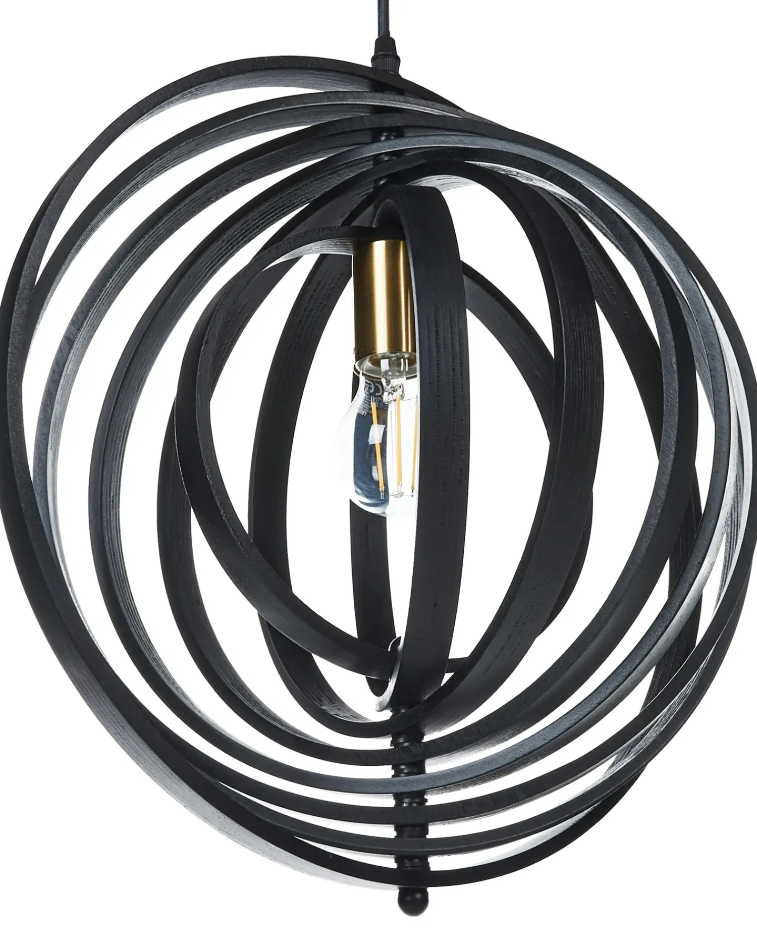 Discount Beliani Lampadario MURRELL Legno di pioppo Nero Bianco Nero