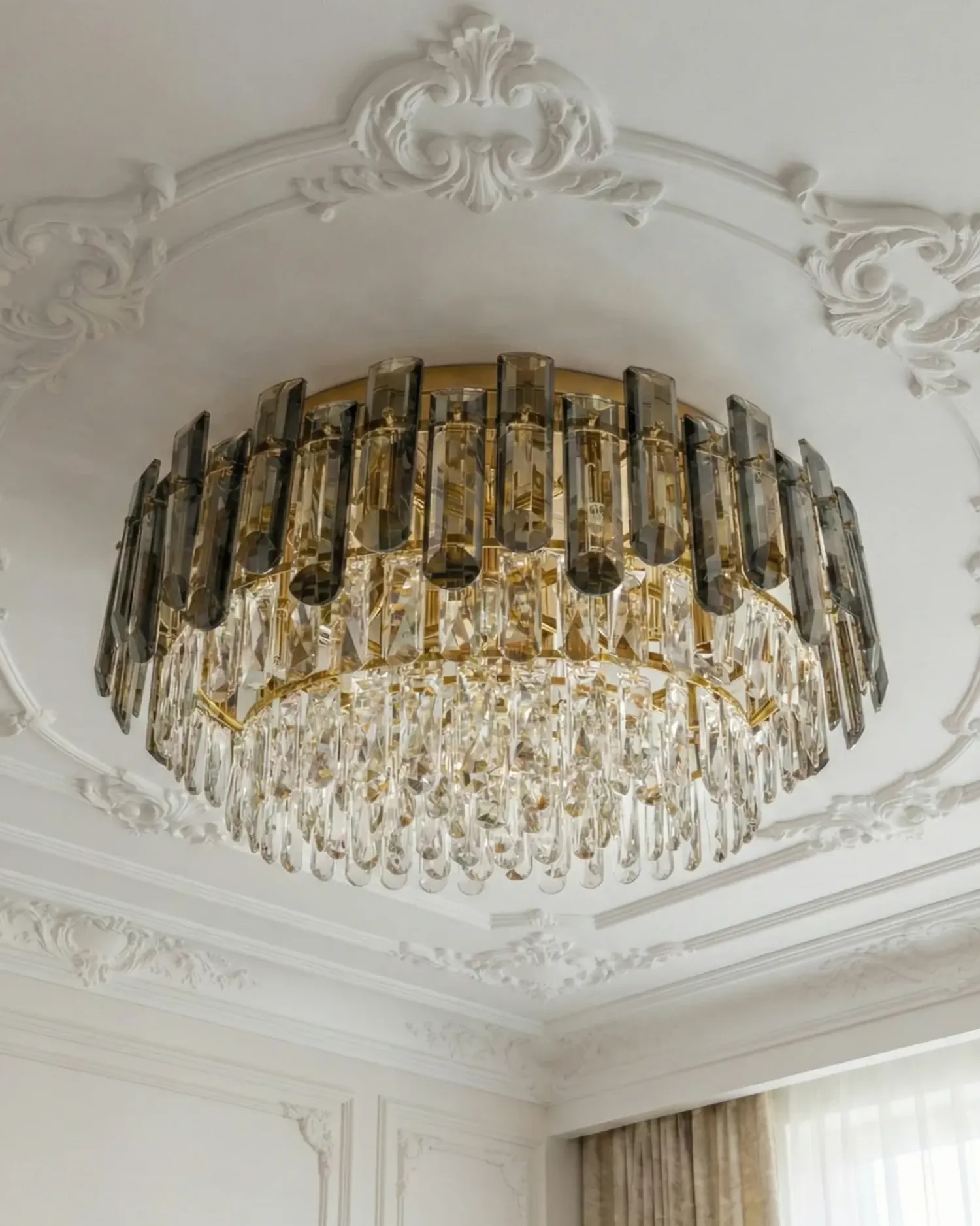Best Beliani Lampadario NERI Cristallo Argento Oro Argento