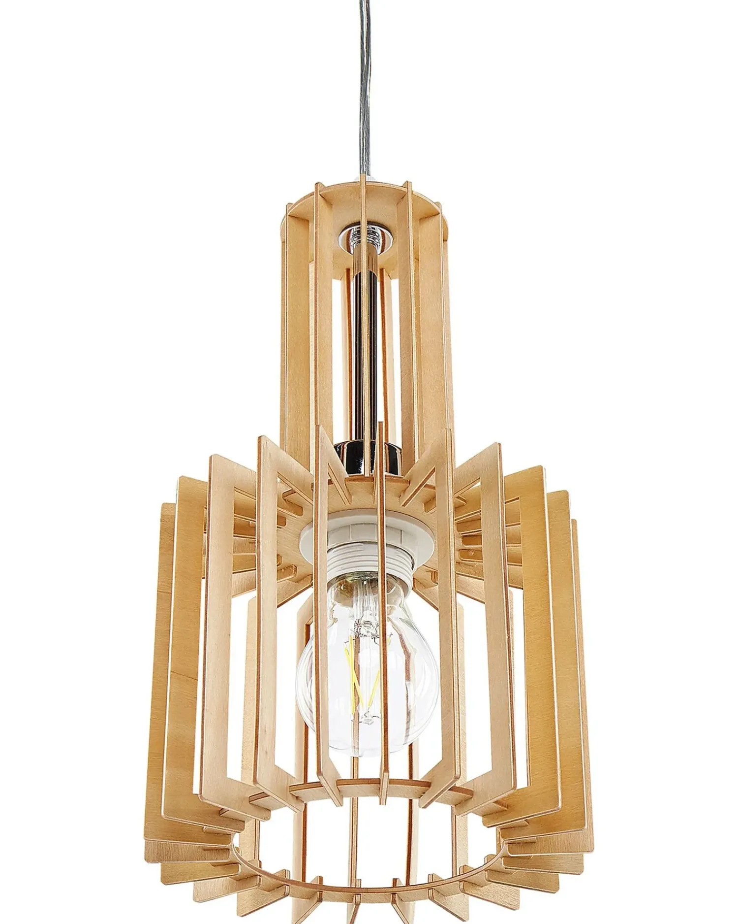 Beliani Lampadario NIARI Marrone chiaro Bianco Marrone Trasparente