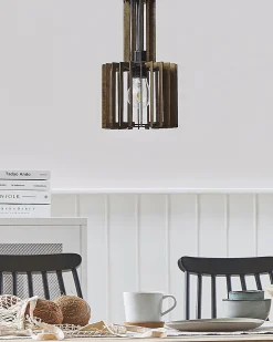 Sale Beliani Lampadario NIARI Marrone scuro Marrone Nero