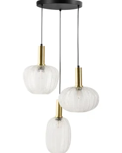 Sale Beliani Lampadario NJORO Vetro Trasparente Trasparente Nero Ottone