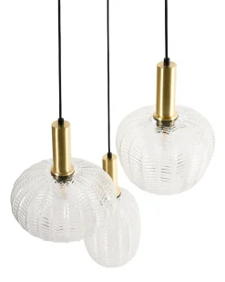 Sale Beliani Lampadario NJORO Vetro Trasparente Trasparente Nero Ottone