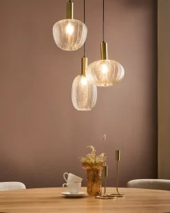 Sale Beliani Lampadario NJORO Vetro Trasparente Trasparente Nero Ottone