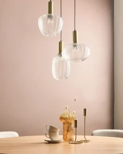 Sale Beliani Lampadario NJORO Vetro Trasparente Trasparente Nero Ottone