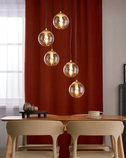 Outlet Beliani Lampadario NOEL Vetro Oro Nero Oro Trasparente