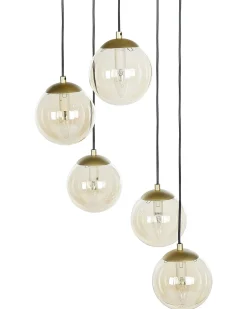 Outlet Beliani Lampadario NOEL Vetro Oro Nero Oro Trasparente