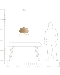 Online Beliani Lampadario Nuvola ONON Rattan Naturale Bianco Naturale Giallo