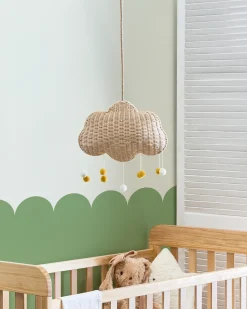 Online Beliani Lampadario Nuvola ONON Rattan Naturale Bianco Naturale Giallo