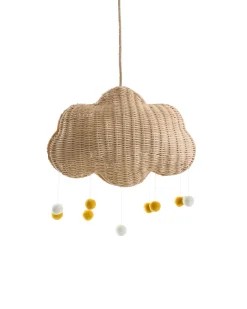Online Beliani Lampadario Nuvola ONON Rattan Naturale Bianco Naturale Giallo