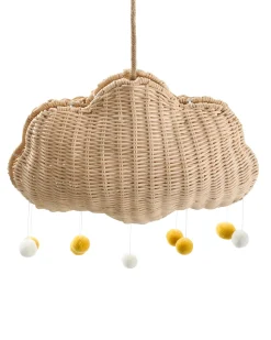 Online Beliani Lampadario Nuvola ONON Rattan Naturale Bianco Naturale Giallo