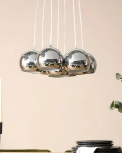 Online Beliani Lampadario OLZA Metallo Argento Bianco Argento