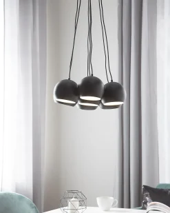 Clearance Beliani Lampadario OLZA Metallo Nero Bianco Nero