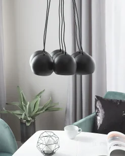 Clearance Beliani Lampadario OLZA Metallo Nero Bianco Nero