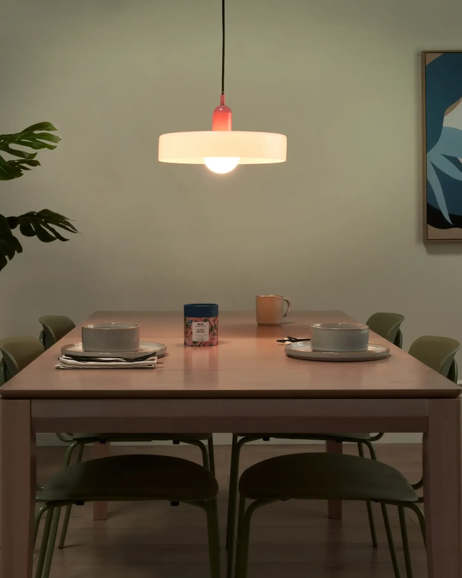 Beliani Lampadario PAALA Vetro Bianco Bianco Rosa