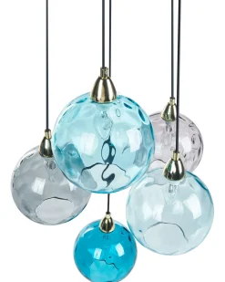 Hot Beliani Lampadario PABELLON Vetro Blu Blu Grigio