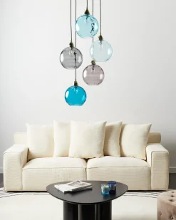 Hot Beliani Lampadario PABELLON Vetro Blu Blu Grigio