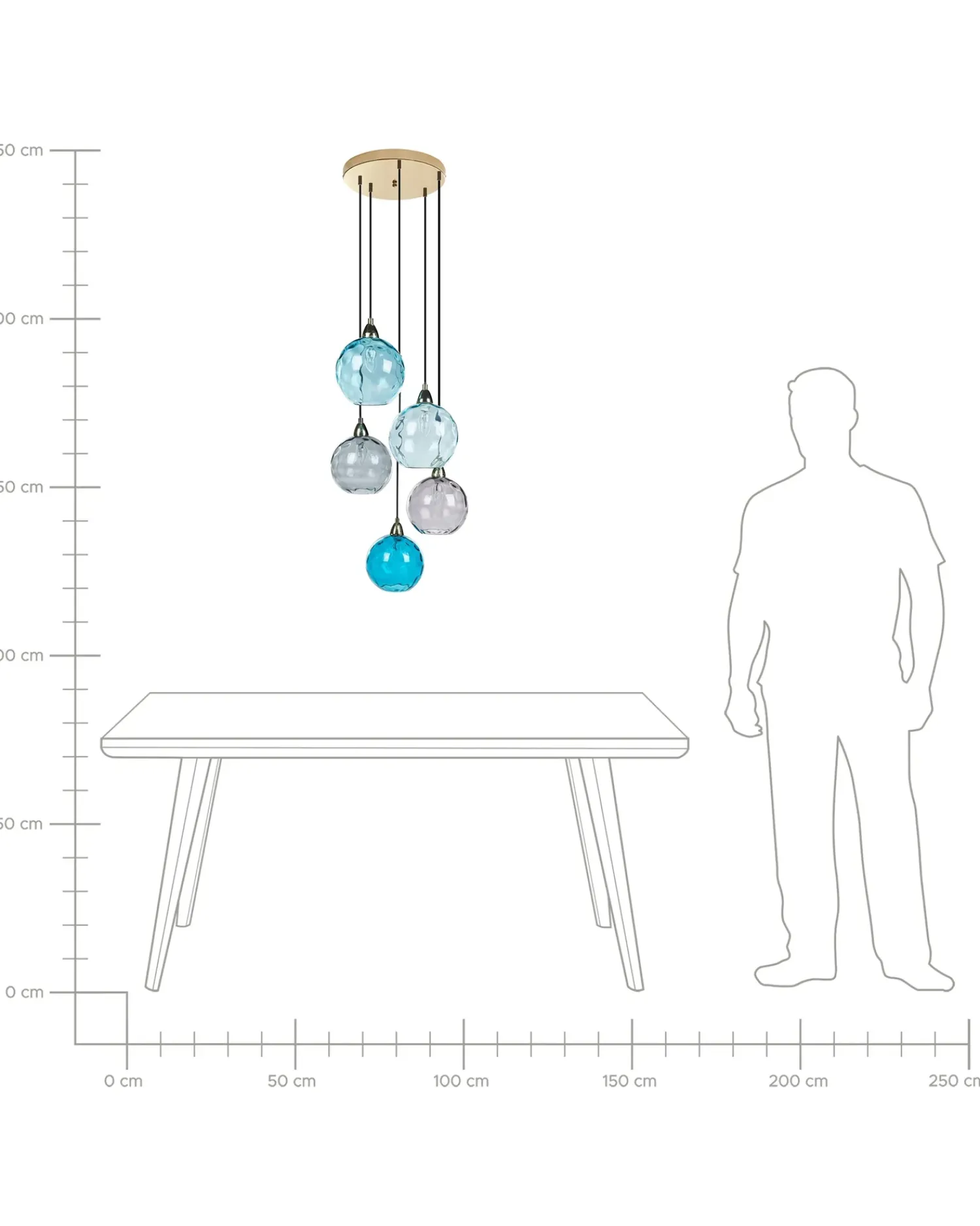 Hot Beliani Lampadario PABELLON Vetro Blu Blu Grigio