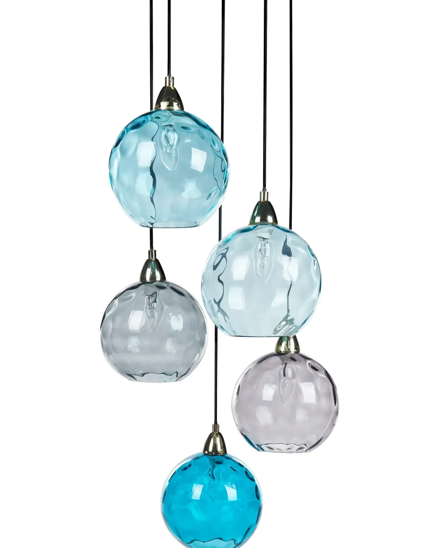 Hot Beliani Lampadario PABELLON Vetro Blu Blu Grigio