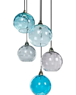 Hot Beliani Lampadario PABELLON Vetro Blu Blu Grigio